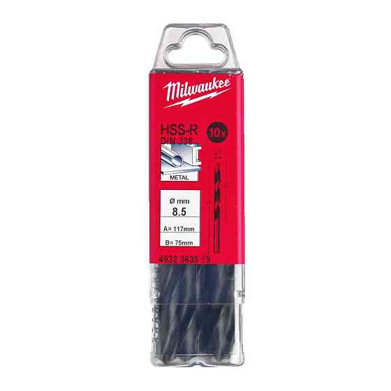 Свердло по металу HSS-R MILWAUKEE DIN338, діаметр 8,5мм, (10шт) пластикова коробка Одесса