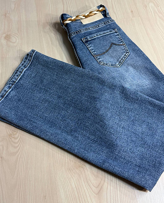 Джинси жіночі DKNSEL 2817 палаццо стрейчеві з плетеним поясом блакитні, блакитний, 25, 25, 68 см, 92 см Київ - фото 6