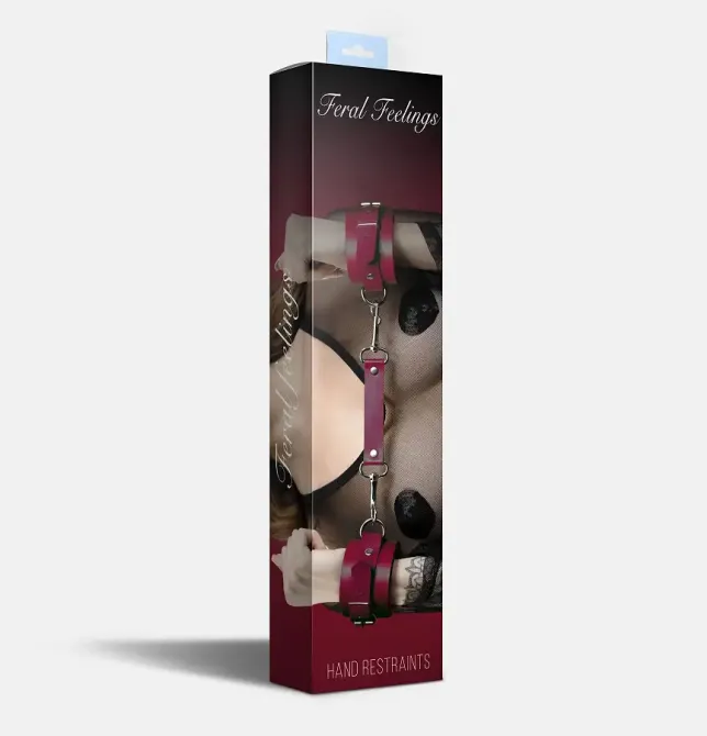 Наручники Feral Feelings - Hand Restraints, натуральна шкіра, бургунді Львів - фото 2