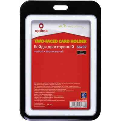 Бейдж Optima преміальний вертикальний 66х97 мм двосторонній, чорний (O45680) Вінниця
