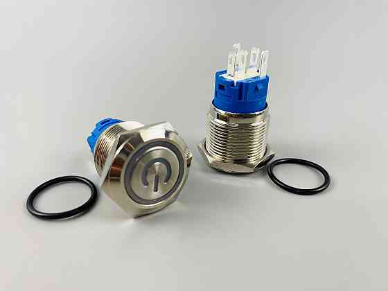 Кнопка OFF-ON (з фіксацією), з червоною led-підсвіткою 12-24 V, 19 мм — діаметр, 5 ніжок Мукачево