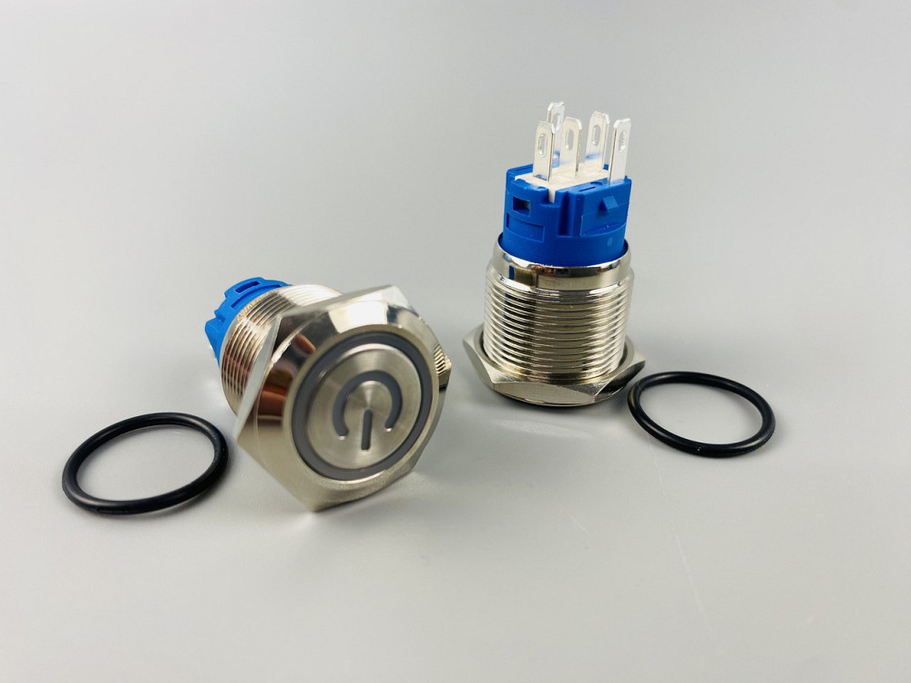 Кнопка OFF-ON (з фіксацією), з червоною led-підсвіткою 12-24 V, 19 мм — діаметр, 5 ніжок Мукачево - фото 5