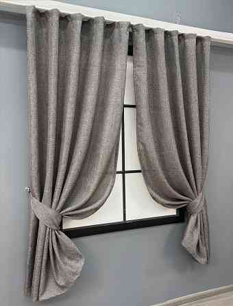 Комплект коротких штор VR-Textil Лен Мешковина № 1769ш Серый 130х170см 2 шт (35-0364) Киев