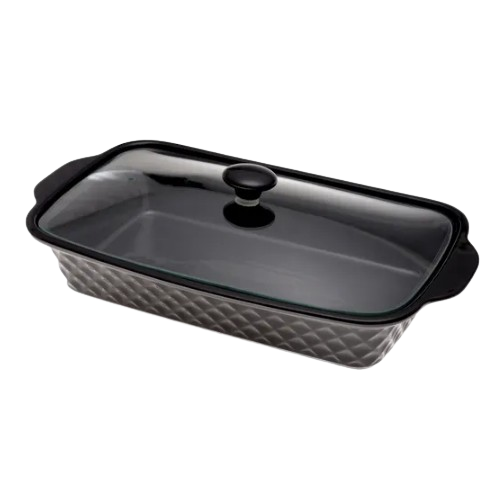 Марміт прямокутний 3л 41см кераміка скляна кришка + метал.підставка чорний 6422 KAMILLE Житомир - фото 4