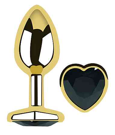 Анальна пробка з кристалом EGZO - Gold Heart Plug Black size M Sex Aura Київ