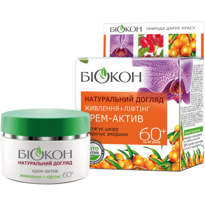 Крем для обличчя Біокон Натуральний догляд Живлення + Ліфтинг 60+ Крем-актив 50 мл (4820160034327) Вінниця - фото 1
