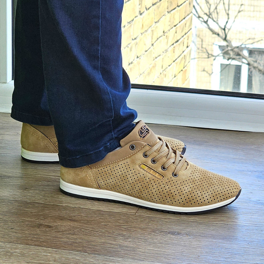 Чоловічі мокасини Літні Бежеві Туфлі Сіточка Коричневі Світлі (розміри: 40,41,42,43,44,45) - 207-4 Дніпро - фото 6