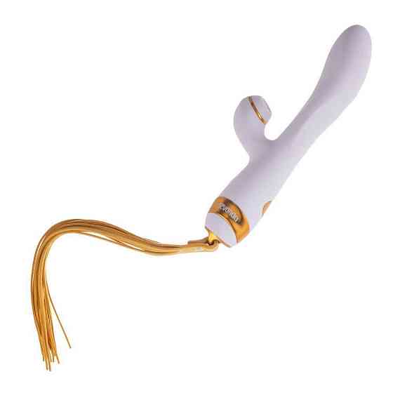 Вібратор-кролик з пульсацією та флогером LOCKINK SEVANDA Whip Vibrating Massage Wand, біло-золотий Sex Aura Київ