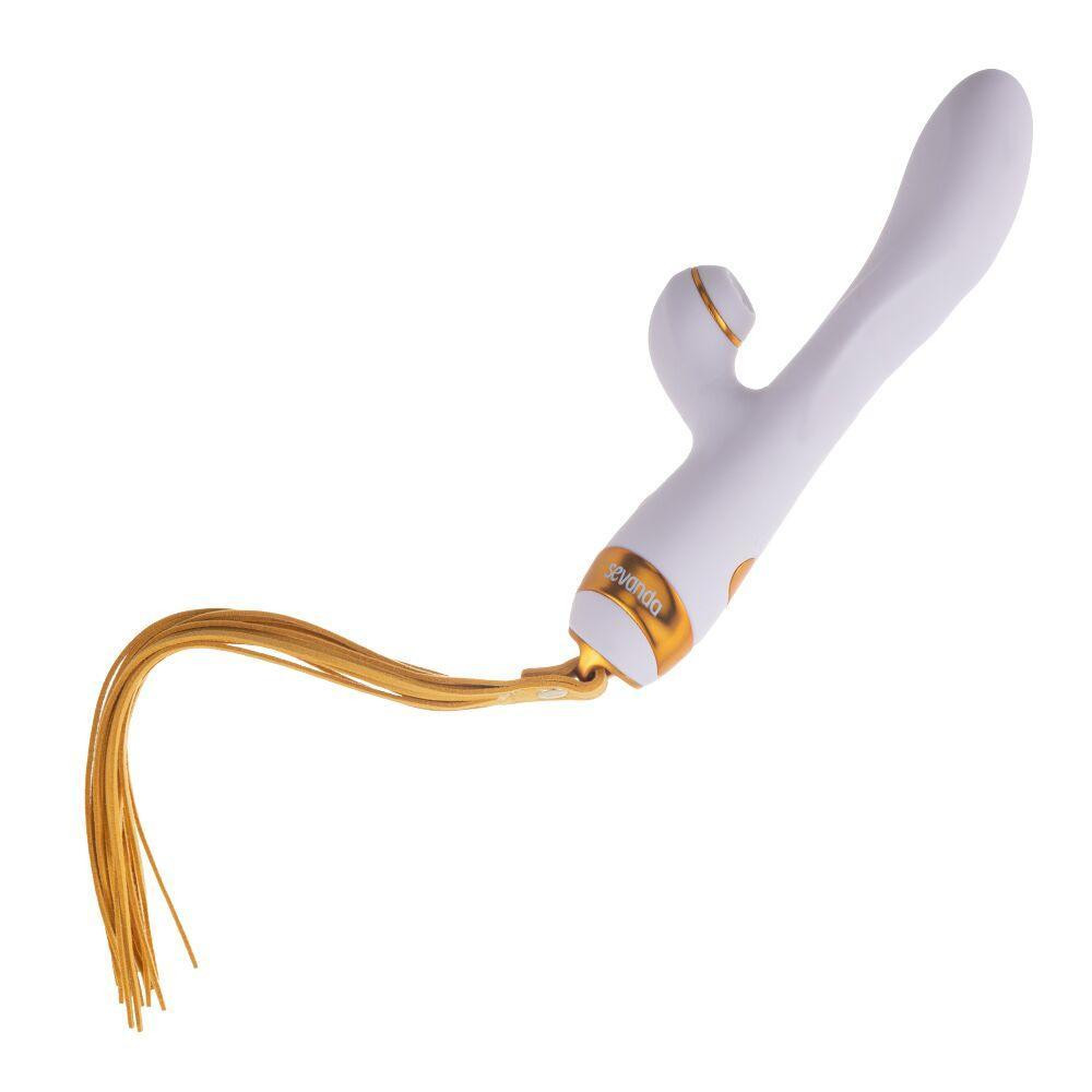 Вібратор-кролик з пульсацією та флогером LOCKINK SEVANDA Whip Vibrating Massage Wand, біло-золотий Sex Aura Київ - фото 1