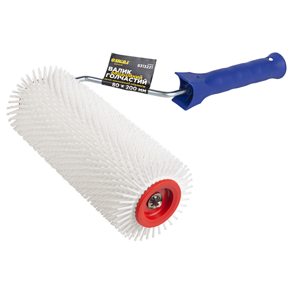 Валик игольчатый аэрационный для наливного пола 80×200мм с ручкой белая иголка SIGMA (8313221) Киев - изображение 2