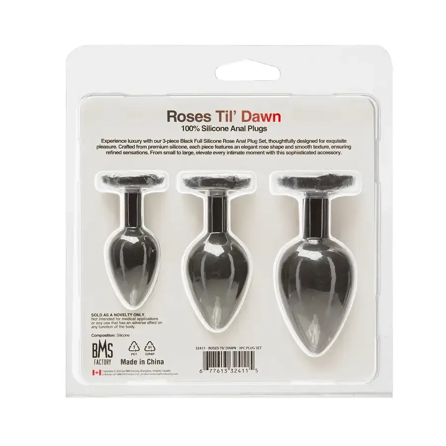 Набор силиконовых анальных пробок BMS Roses Til’ Dawn Silicone Anal Plug Kit Starter Kit Black Львов - изображение 5