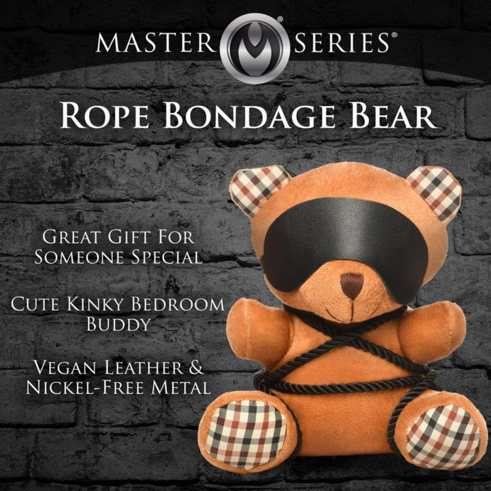 Плюшевий ведмедик ROPE Teddy Bear БДСМ у шкіряній масці та обв’язці, 22x16x12 см Sex Aura Київ - фото 4