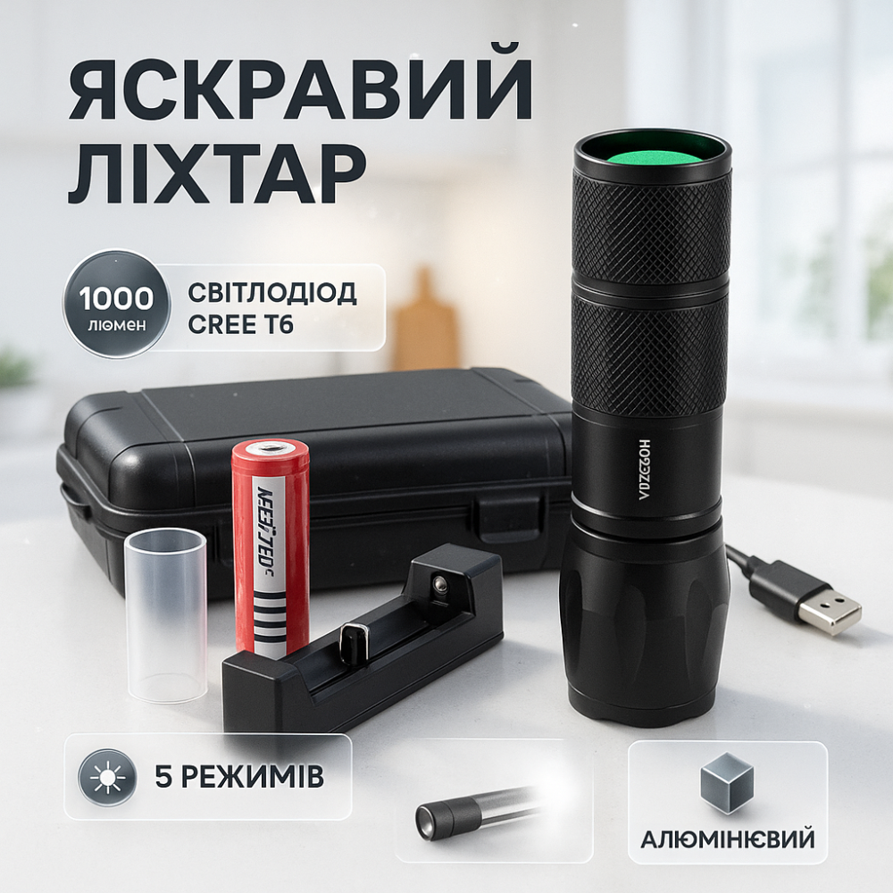 Портативный LED фонарь на батарее BL-1831 T6 Police, Фонарик на все случаи, Сильный фонарик UG-71 Львов - изображение 18