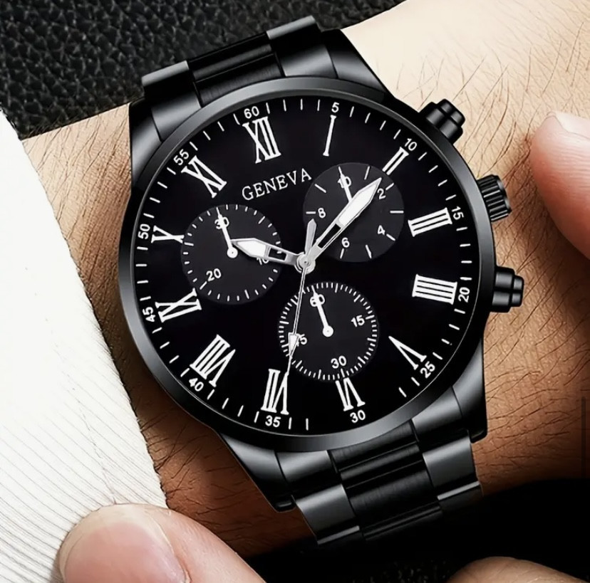 Подарочный набор для мужчин наручные часы с браслетом кулоном и кольцом черный Киев - изображение 2