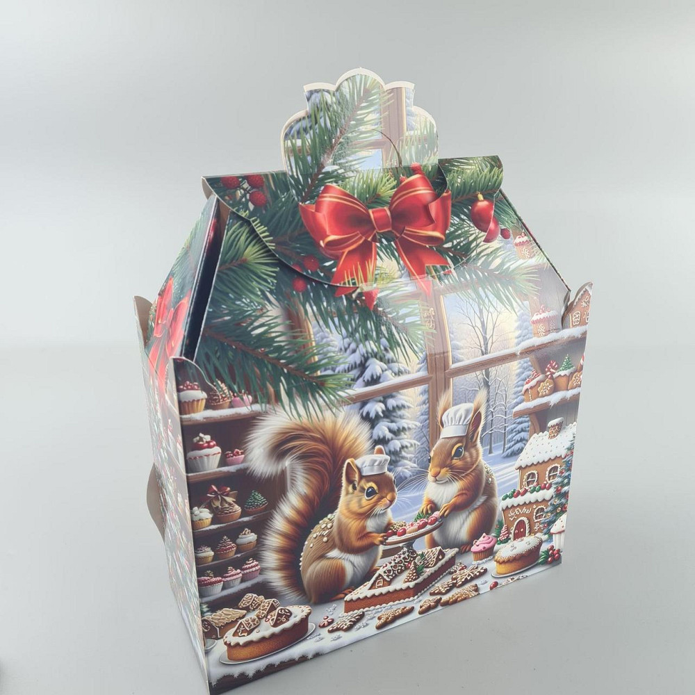 Новогодняя подарочная картонная упаковка для конфет (1000грм) №192 