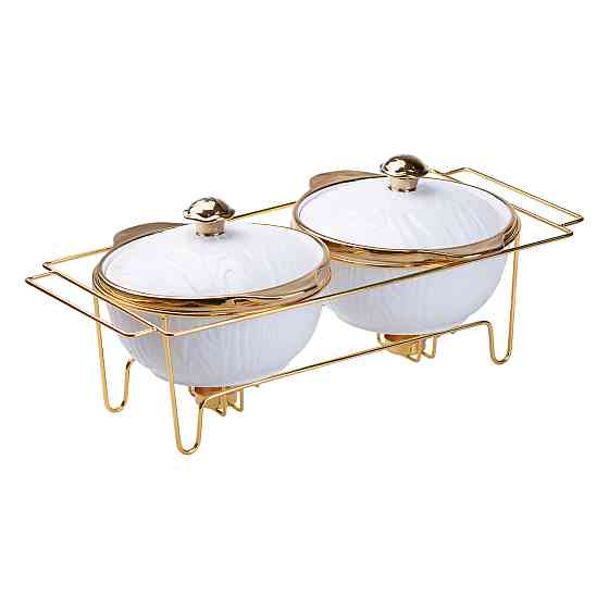Yiwu Марміт порцелянаовий на 2 секції по 1.5 л на металевій підставці 51×23×18 см Коломия