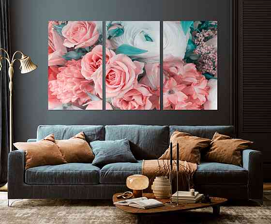 Модульная картина в гостиную / спальню  Рожеві квіти    ART-249_3A Киев