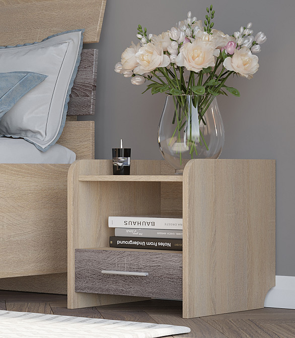 Тумба прикроватная Эверест Т-1 40х40х40 сонома + трюфель (DTM-2079) Львов - изображение 3