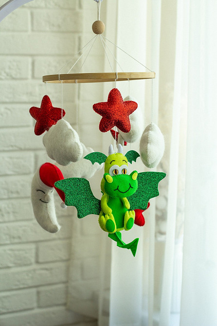 Дитячий музичний мобіль на ліжечко для немовлят WooolyWool «Дракончик» з 35 мелодіями Київ - фото 5