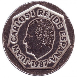 Хуан Карлос I. Монета 200 песет. 1987 год, Испания.(Г) Полтава - изображение 1