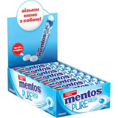 Жувальна гумка Mentos Pure Fresh зі смаком м'яти 15.57 г (8935001725428) Вінниця