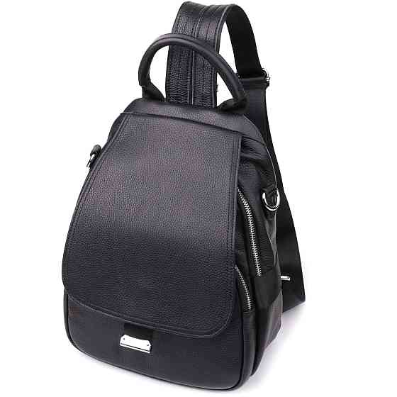 Стильний жіночий рюкзак з натуральної шкіри Vintage 23056 Чорний Київ