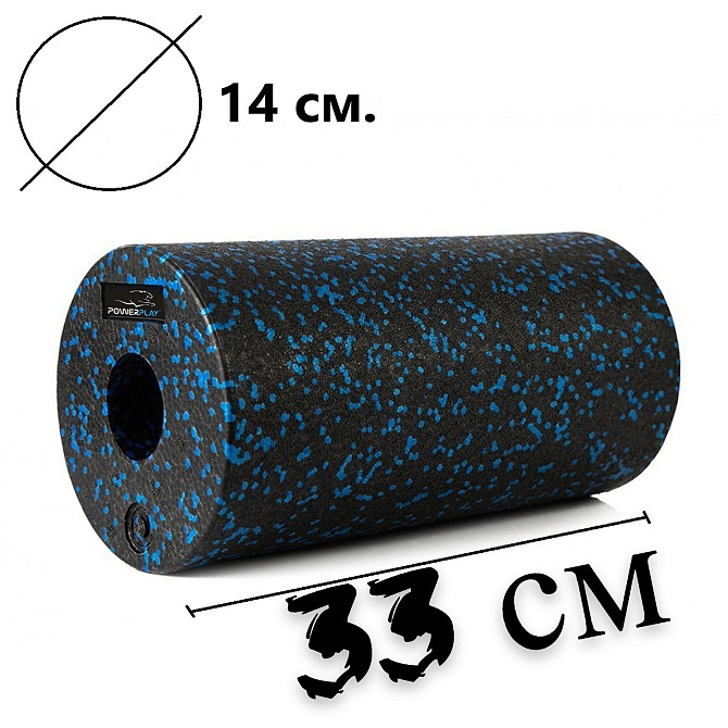 Масажний ролик (роллер) гладкий PowerPlay PP-4347 EPP Foam Roller Чорно/Синій (33x14см.) Каменское - изображение 9