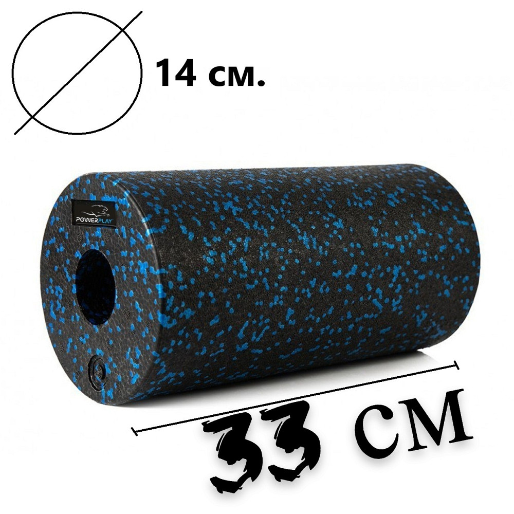 Масажний ролик (роллер) гладкий PowerPlay PP-4347 EPP Foam Roller Чорно/Синій (33x14см.) Каменское - изображение 9