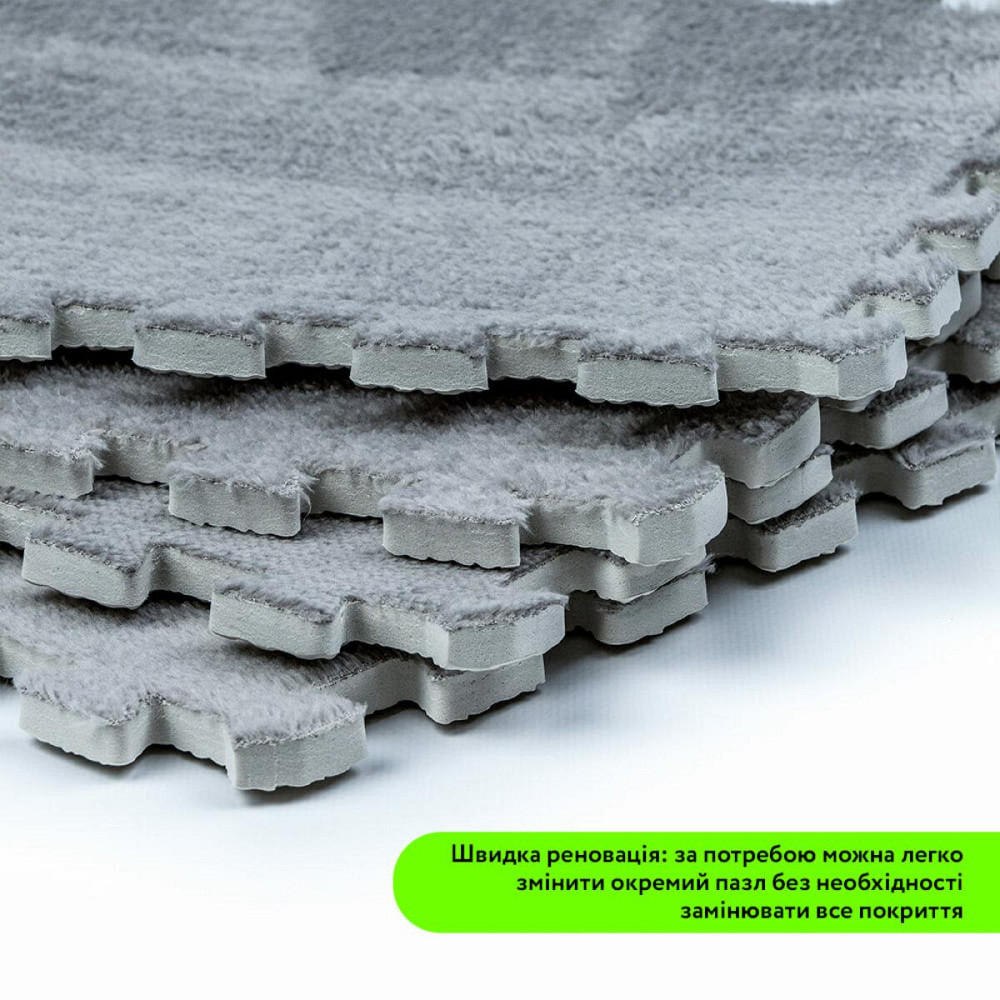 Плюшевий світло-сірий килимок-пазл Київ - фото 5