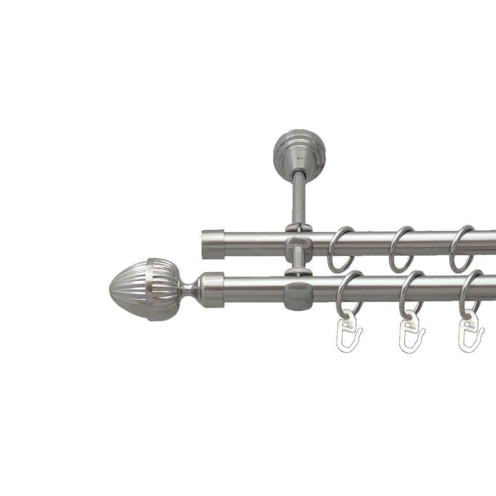 Карниз Orvit Одеон металевий дворядний відкритий гладка труба кільце металеве Нержавіюча Сталь 16\16 мм 200 см (00-00013641) Львів - фото 1