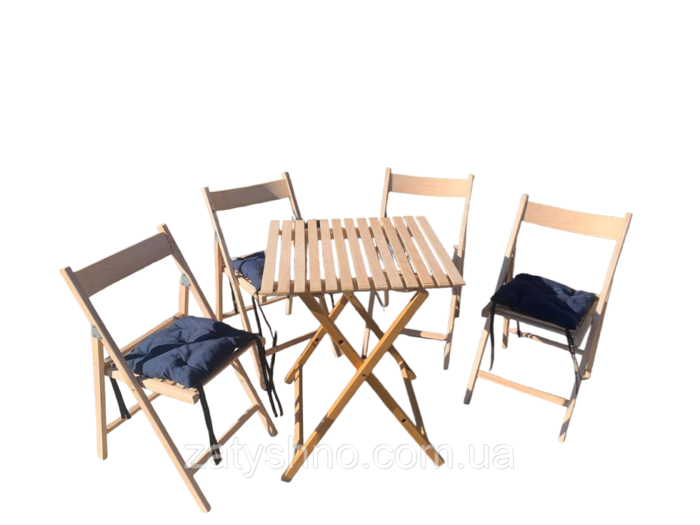 Мебель деревянная из бука с 4 стульями и накидками Киев - изображение 4