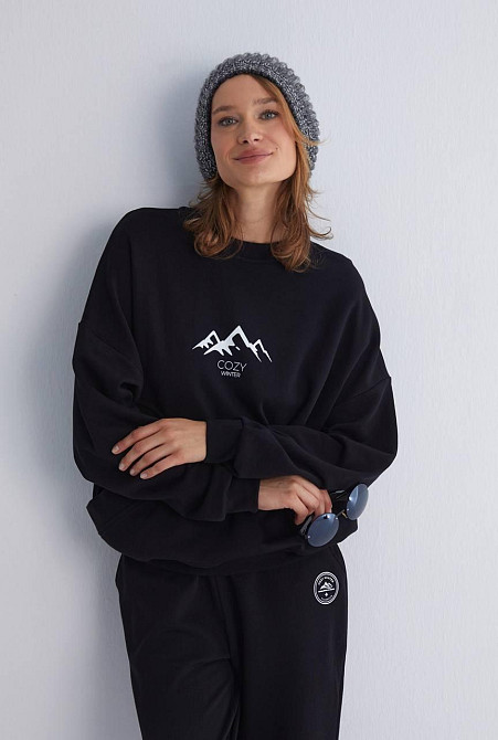 Женский прогулочный костюм двойка: кофта и штаны премиум качества футер диагональный 100% хлопок Черный, 44 Одесса - изображение 5
