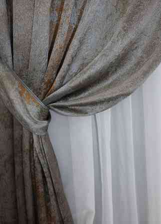 Комплект готовых штор VR-Textil Мрамор Al-7 № 1470ш Серо-коричневый 150х290 см 2 шт (33-0326) Киев