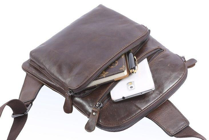 Шкіряна чоловіча сумка через плече для документів та міста Vintage 14185 Коричнева Київ - фото 20