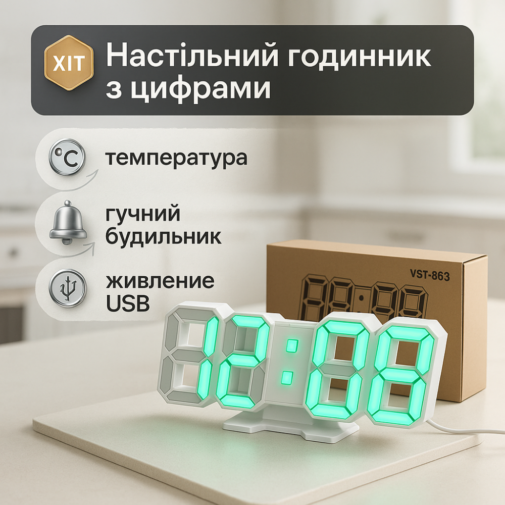 Часы со светящимся табло, Практичные электронные часы, Цифровые часы настольные Лед настольные UQ-15 Львов - изображение 14
