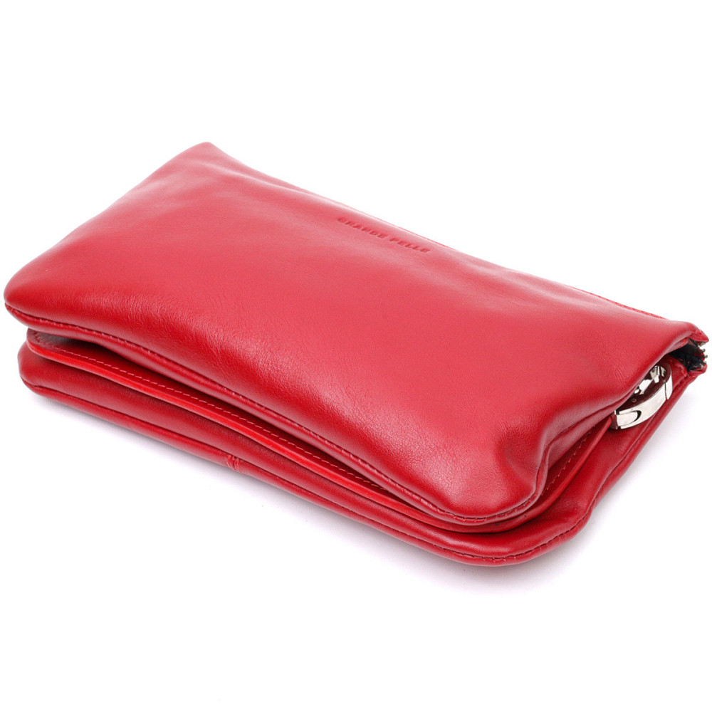 Яскравий жіночий клатч із натуральної шкіри GRANDE PELLE 11670 Червоний Київ - фото 5