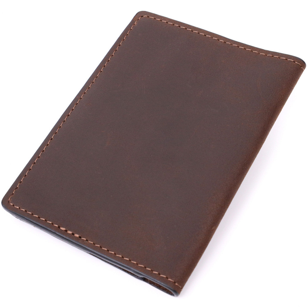 Стильная кожаная обложка на паспорт с держателем для Apple AirTag Коричневый (GRANDE PELLE) Киев - изображение 6