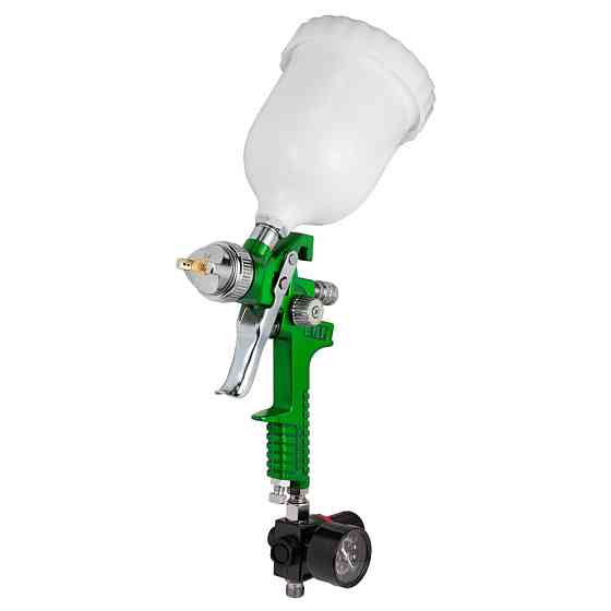 Фарборозпилювач HVLP Ø1.4мм 140-280 л/хв 3бар/б 600 мл (пласт) + редуктор зелений SIGMA (6812081) Київ