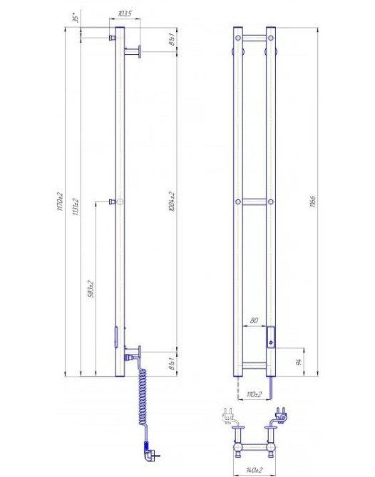 Электрический полотенцесушитель Mario e-INOX Соле 1170х140 TR 2.0 K Киев - изображение 4