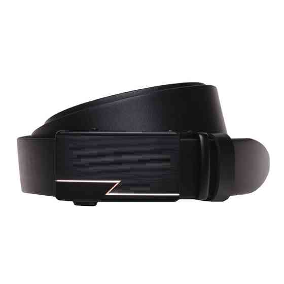 Автоматический пояс из натуральной кожи 115-125×3.5/ ремень на брюки для мужчины, черный Киев