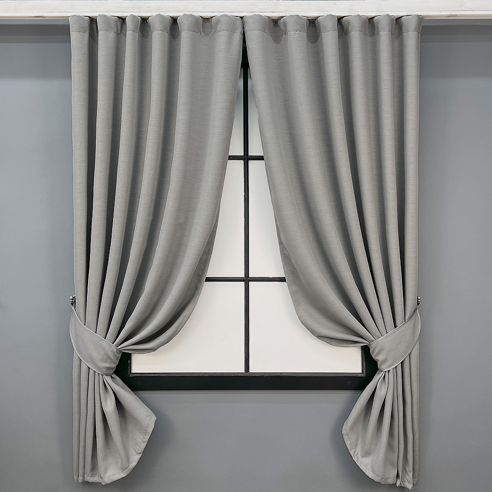 Комплект коротких штор VR-Textil Блекаут двухсторонний Scandi № 1900ш Серый 130х170 см 2 шт (35-0445) Киев - изображение 1