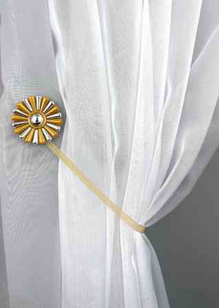 Магніти для штор і гардин Хризантема набір 2 шт Золотистий з сріблястим (81-303) Київ