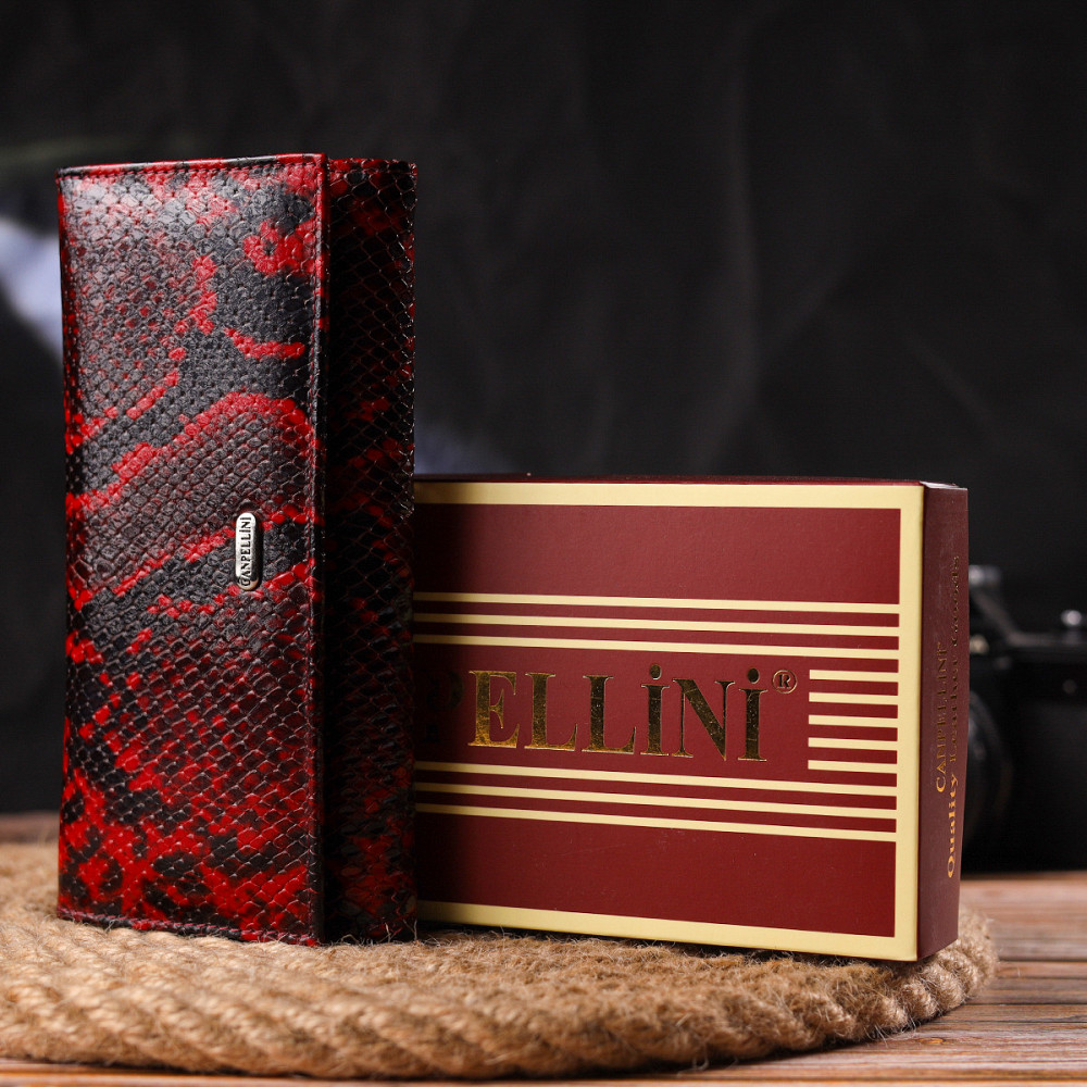 Интересный женский кошелек из натуральной лакированной кожи с тиснением под змею CANPELLINI 21656 Разноцветный Киев - изображение 10