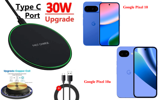 Бездротовий зарядний пристрій Copper до 30W для Google Pixel 9, Pixel 9 Pro, Pixel 9 Pro XL, USB-C, LED Київ