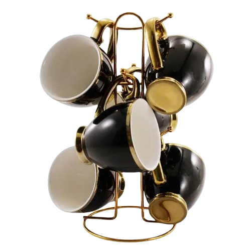 Набір чашок 6 предметів 280мл (в кольоровій коробці) порцеляна чорний 6815-B Interos Житомир - изображение 2