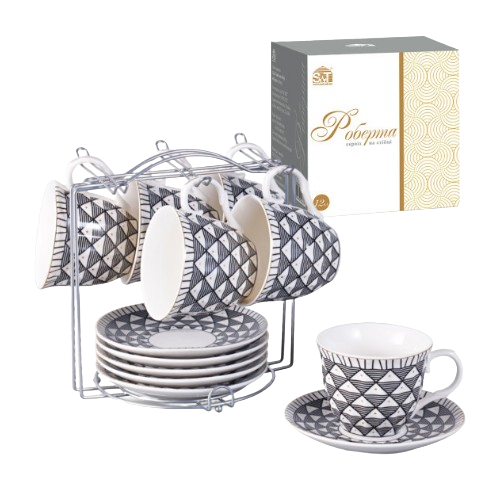 Сервіз чайний Роберта 12 предметів (ч.240мл + блюдце d14см) на стійці S&T Житомир - изображение 1