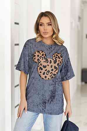 Модна футболка тай-дай з принтом "LeoMouse" (Туреччина) | Батал Київ