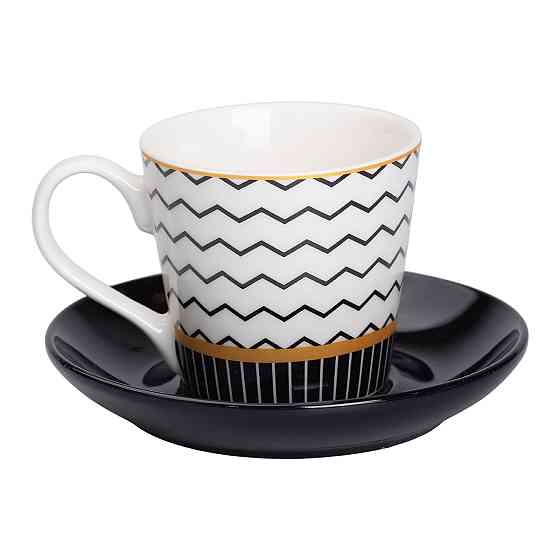 Liling Rongxiang Ceramic порцелянова чашка з чорним блюдцем 200 мл RX-N24708WH Київ