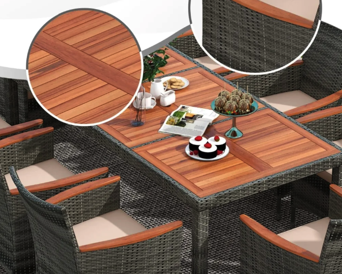 Комплект садових меблів Costway Viccos 8+1 Сірий/бежевий Киев - изображение 3