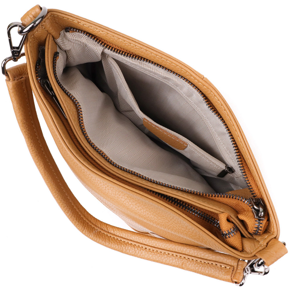 Жіноча сумка на два відділення з натуральної шкіри Vintage 23015 Світло-коричневий Київ - фото 7